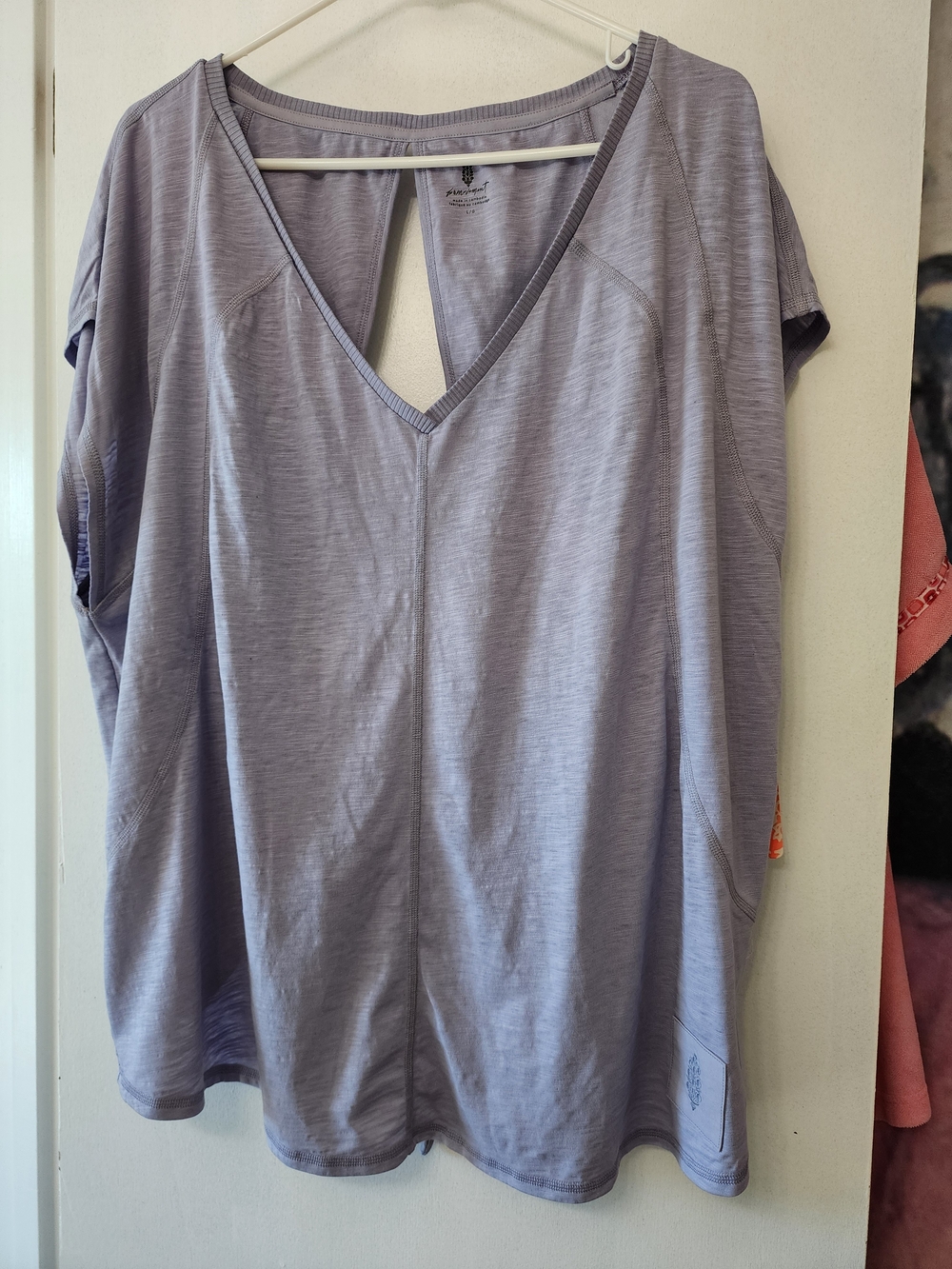 Free People Movement V-Neck Short Sleeve Open Back Top